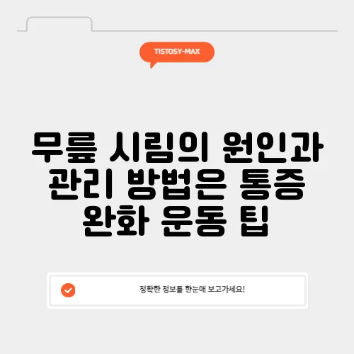 무릎 시림의 원인과 관리 방법은 통증 완화 운동 팁