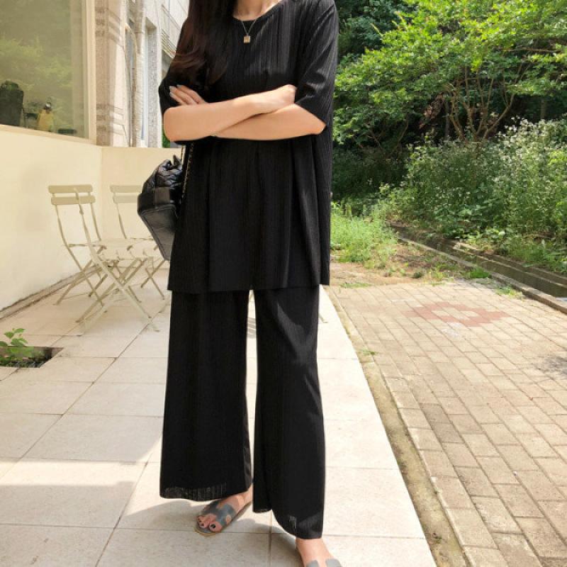 걸스데일리 걸스데일리 플리츠 와이드 세트 여름투피스 세트룩