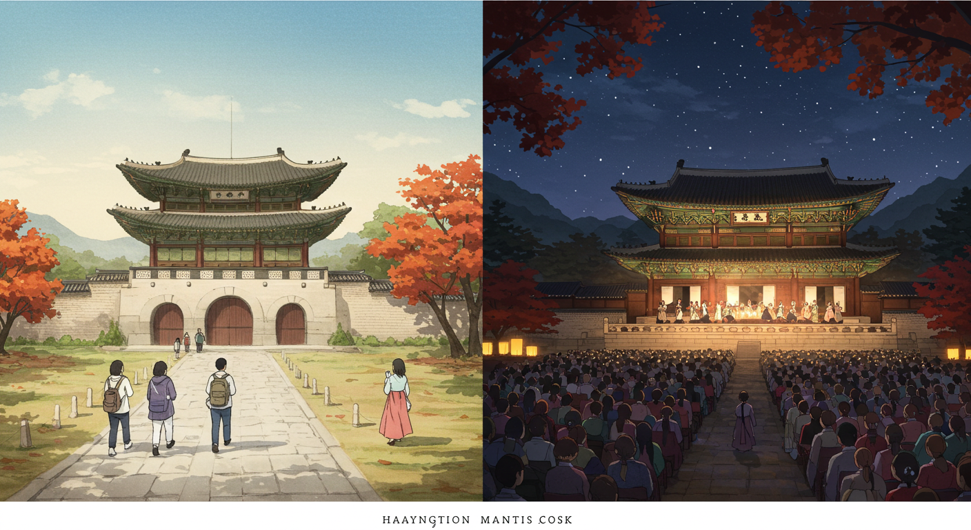 낮에는 창덕궁 산책, 밤에는 경복궁 야간 공연을 즐기는 일정