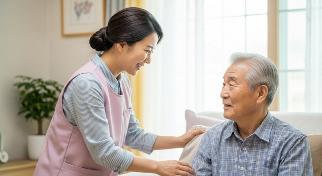 요양보호사의 가정 방문 모습