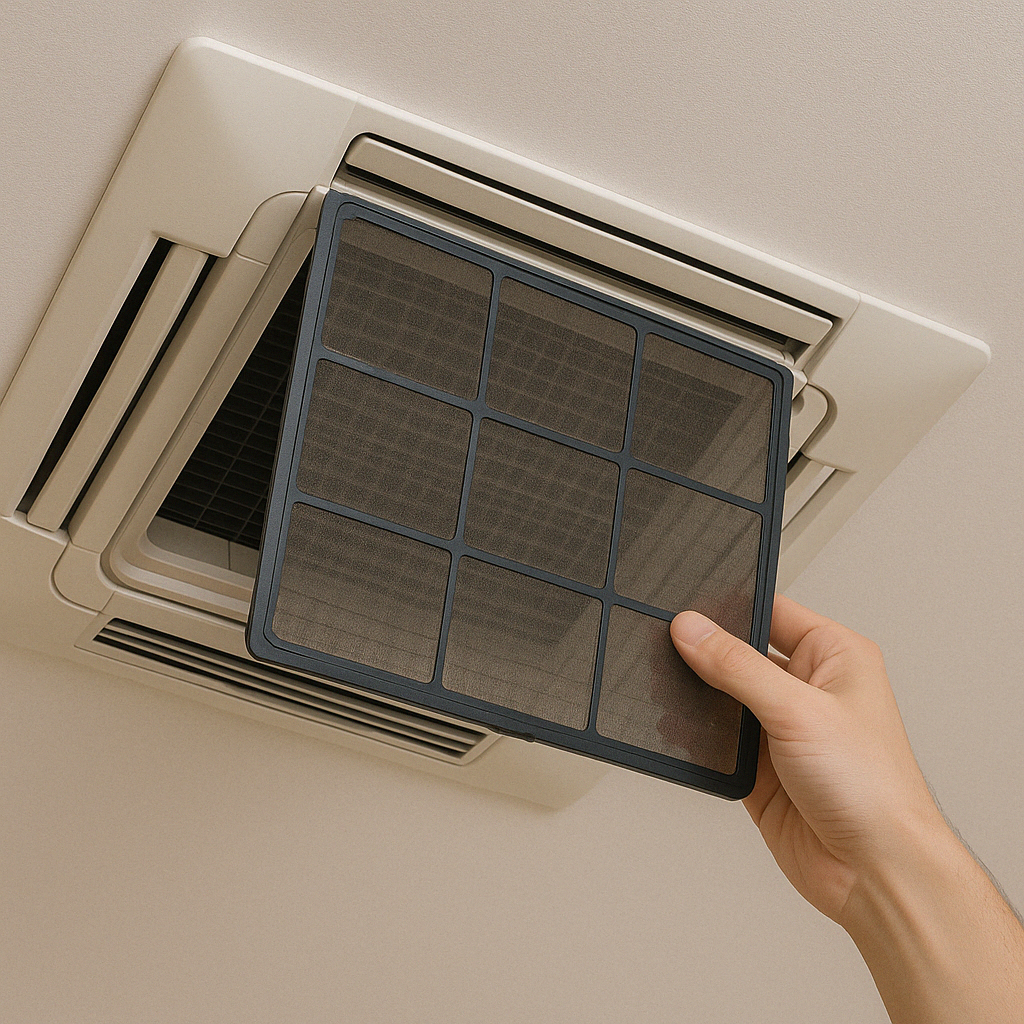 천장형 에어컨 필터 청소 관련 사진