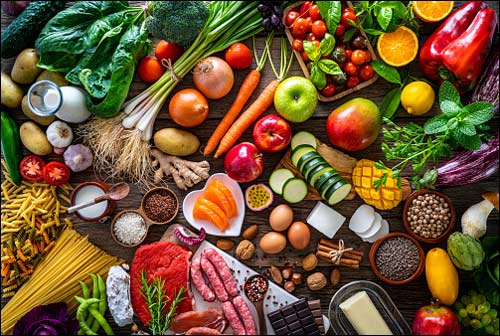 각종 야채와 과일의 모습