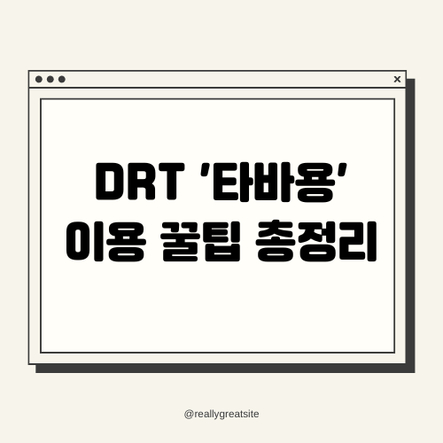 DRT '타바용' 이용 꿀팁 총정리