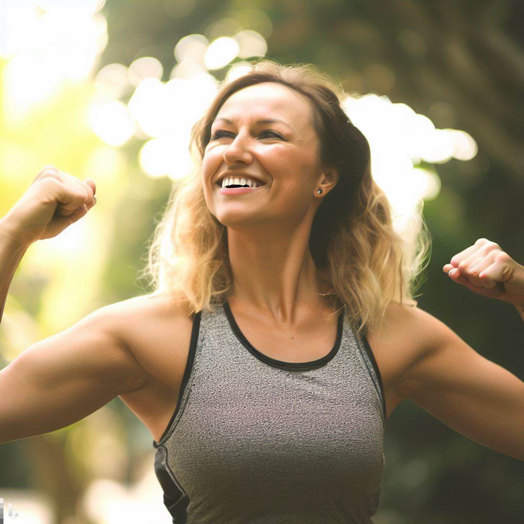 하늘을 보며 웃는 여자