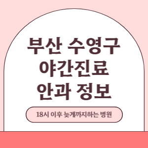 부산 수영구 야간진료 안과 병원 (18시 이후 늦게까지하는 병원)