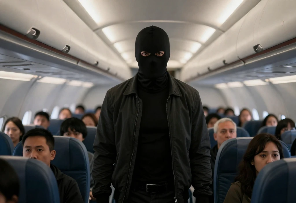 비행기 안의 테러범 모습 ai 이미지