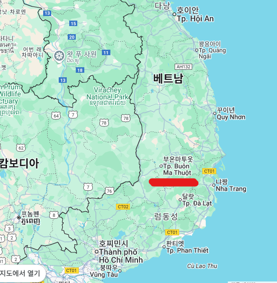 베트남 소도시 부온마마옷 지도