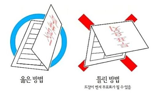 투표용지 접는법 무효표 기권표 유효표 기준 준비물