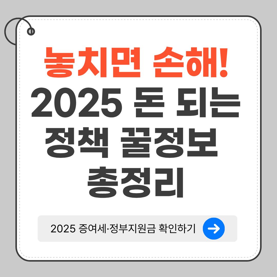 놓치면 손해! 2025 돈 되는 정책 꿀정보 총정리 – 증여세와 정부지원금 확인하기