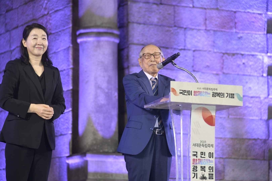 2023 서대문독립축제에서 연설을 하고 있는 모습.
