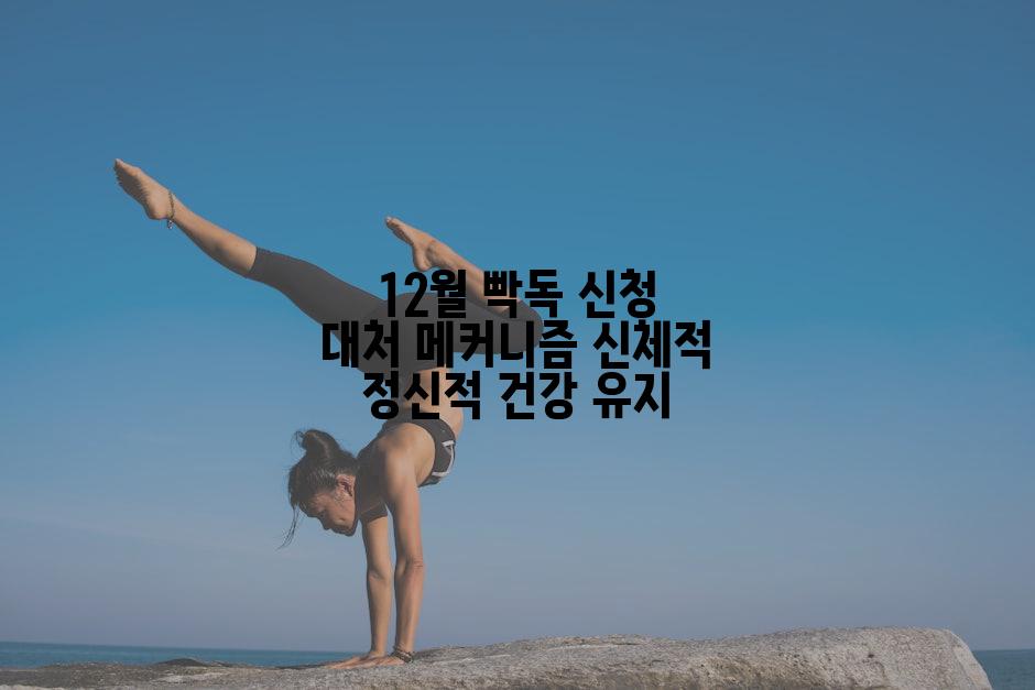 12월 빡독 신청 대처 메커니즘 신체적 정신적 건강 유지