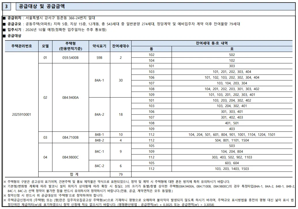 힐스테이트등촌역-무순위-청약공고문중-평형별세대수