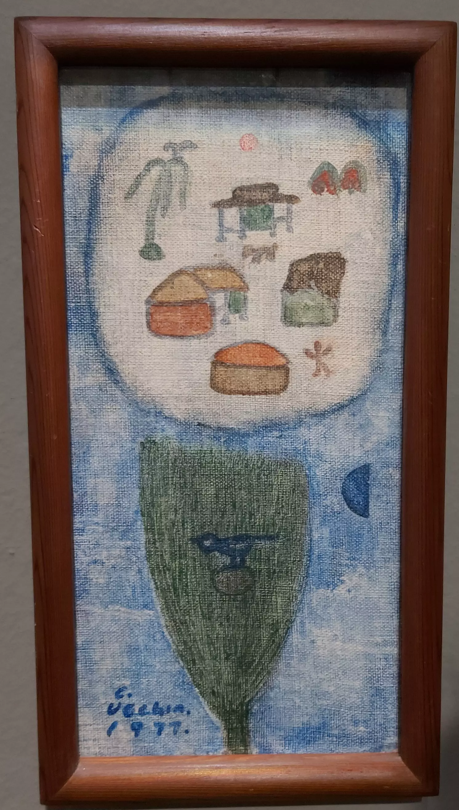 장욱진의 1977년 작품으로 까치 집이다.