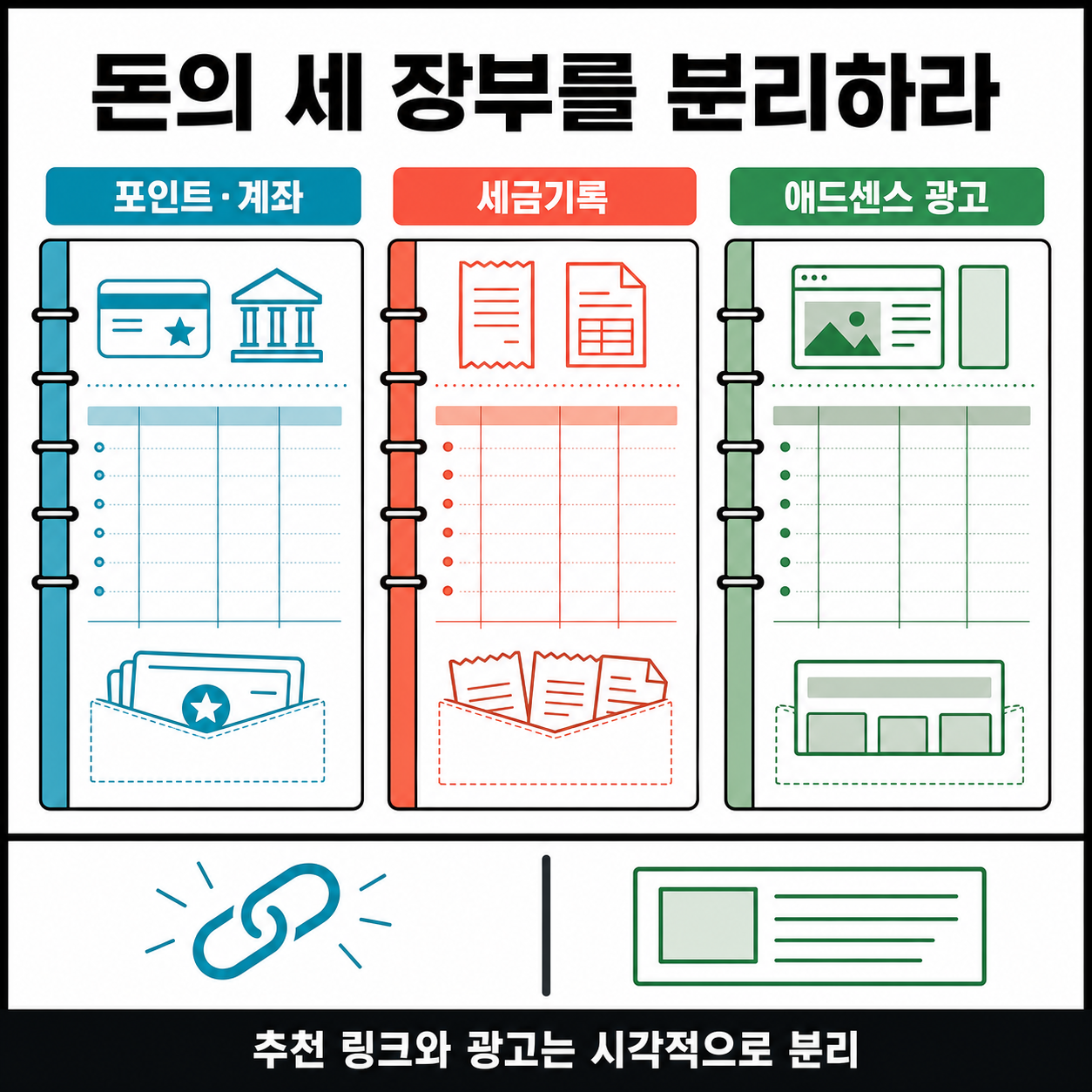 포인트·계좌·세금 기록과 애드센스 광고를 분리하는 운영 원칙