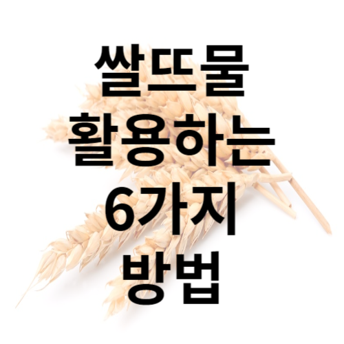 쌀뜨물활용하는방법