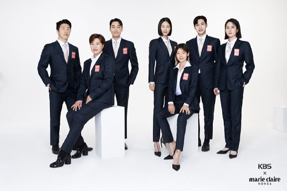 박세리X김준호X김정환X기보배X이원희 등 KBS 파리올림픽 해설위원들이 함께 화보 촬영을 진행했다. [사진=KBS-마리끌레르]