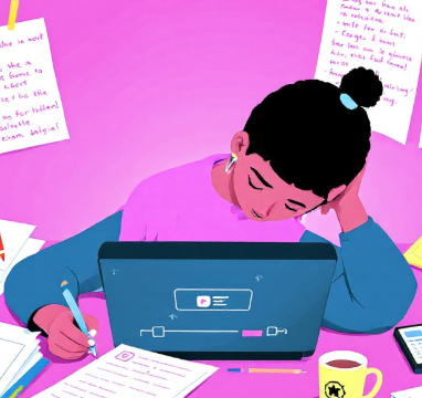 자격증 취득 준비 일러스트 이미지