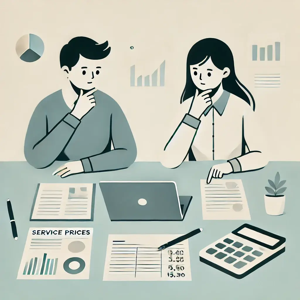 포장이사와 일반이사 중 고민하는 부부의 모습.