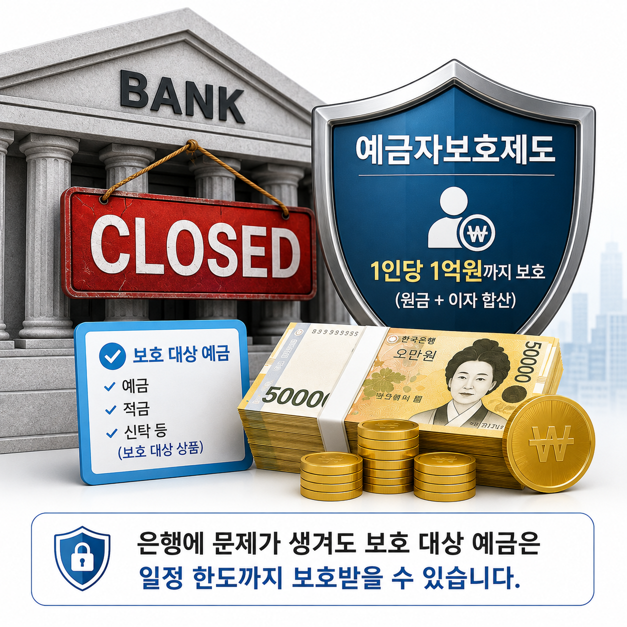 은행 파산 시 예금자보호제도로 보호받는 예금