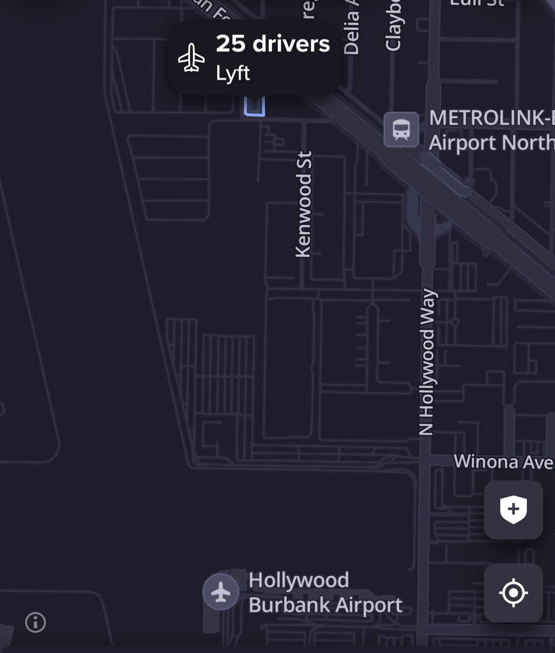 Burbank 공항과 Ride share 운전자 대기장소