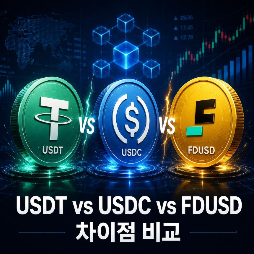 USDT USDC FDUSD 차이점 비교 썸네일 - 스테이블코인 3대장 비교 이미지