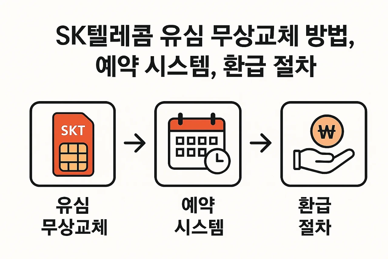 SK텔레콤 유심 무상교체 방법, 예약 시스템, 환급 절차 안내 이미지