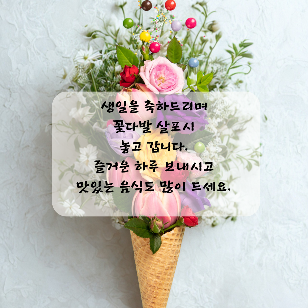 간단한 생일 축하 문자 메세지 꽃다말 이미지 인사 글귀 모음