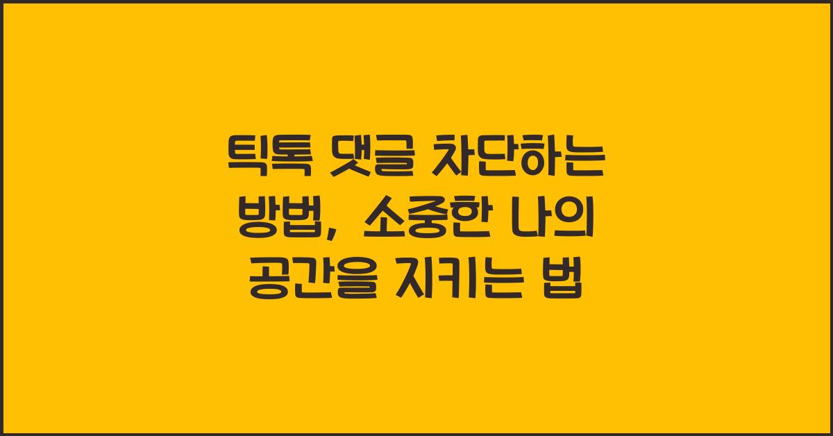 틱톡 댓글 차단하는 방법