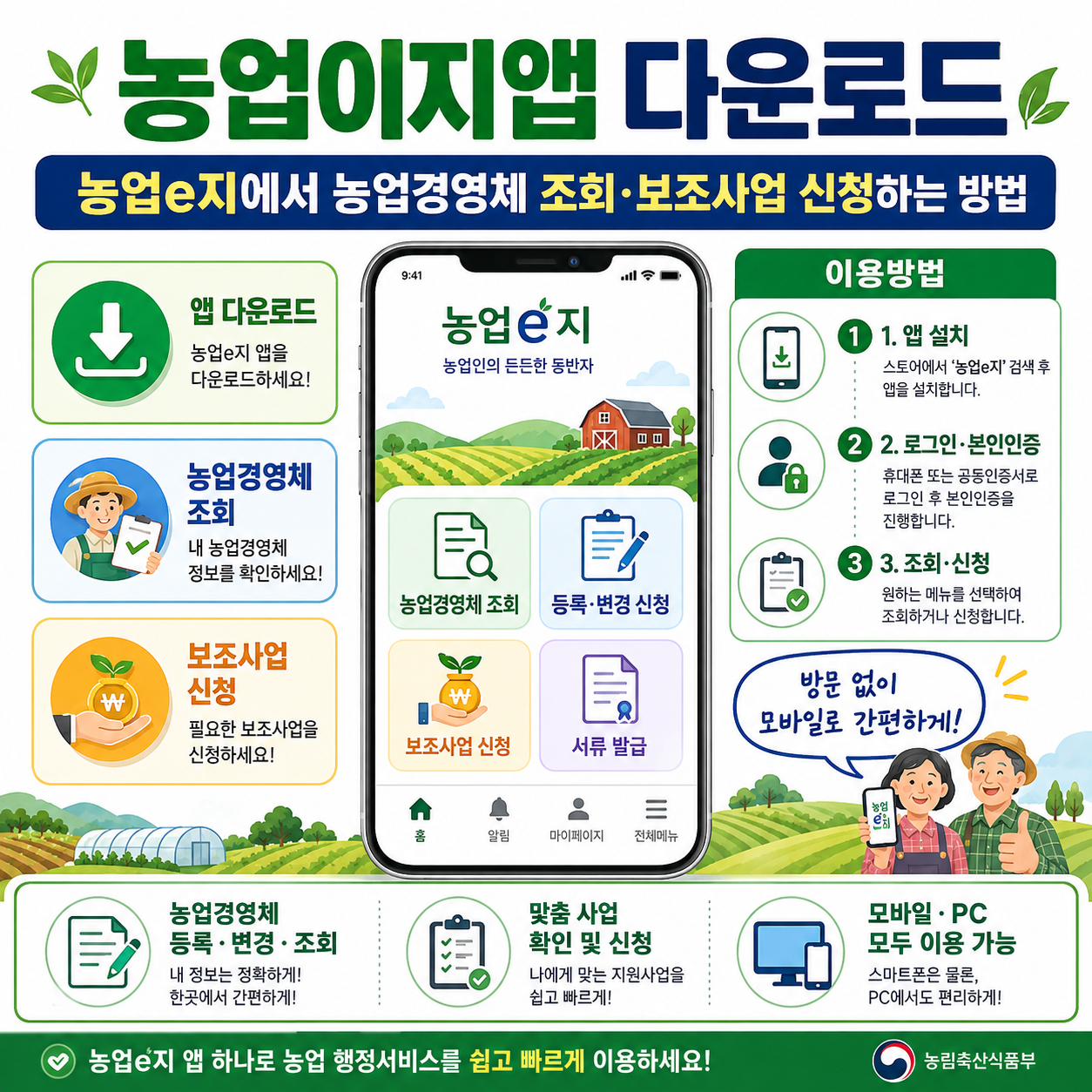 농업이지앱 다운로드｜농업e지에서 농업경영체 조회&middot;보조사업 신청하는 방법