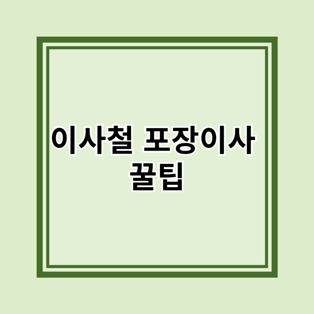 이사철 포장이사 팁 – 효율적인 포장이사를 위한 준비 가이드