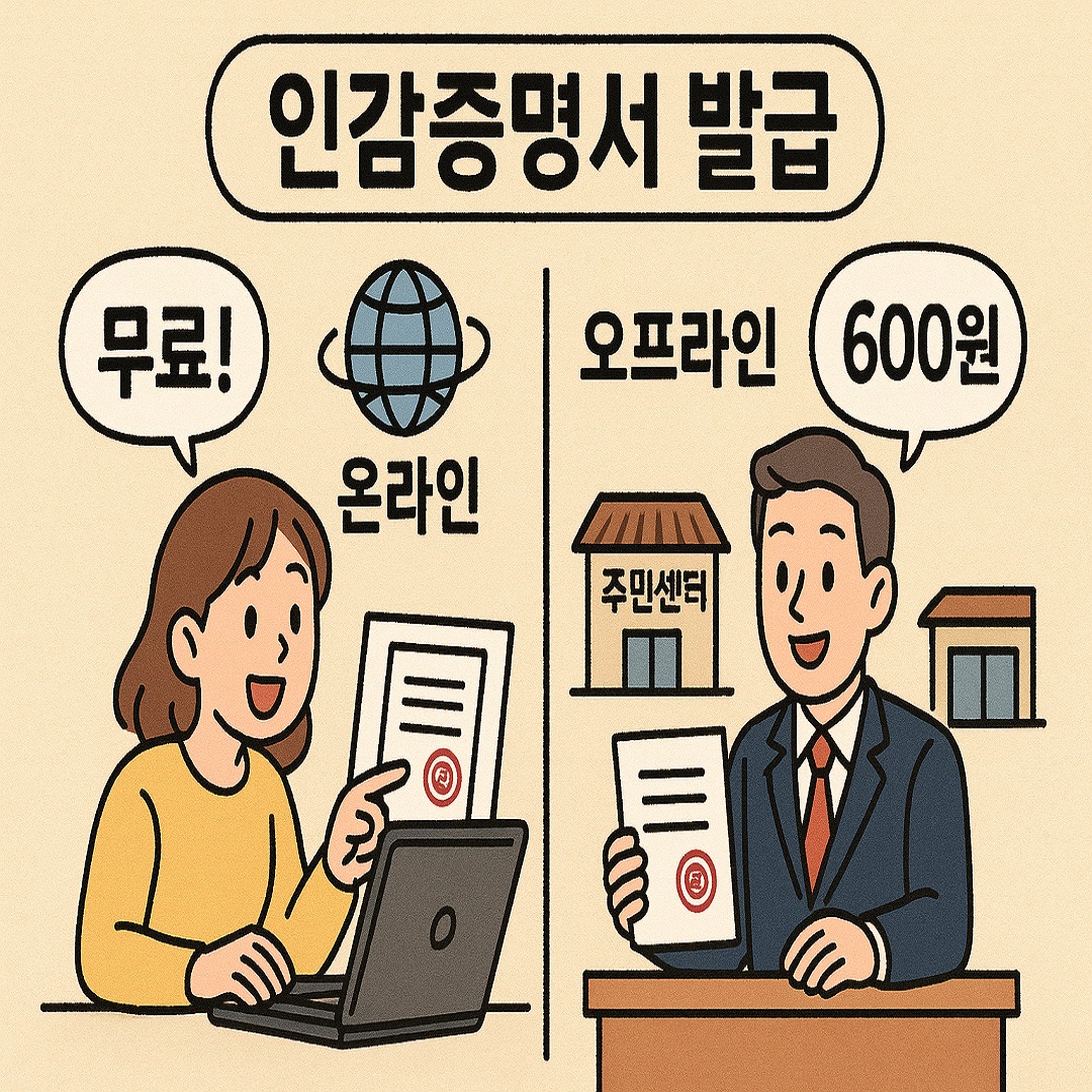 인감증명서 발급 방법 차이