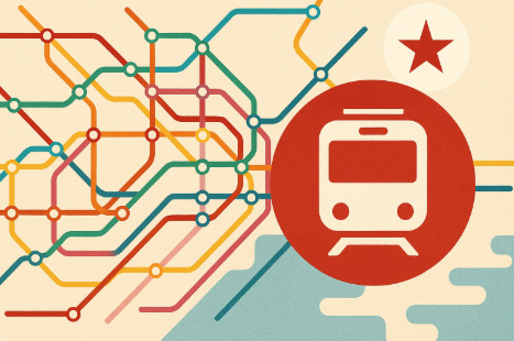 일본 지하철 노선도 보는 법 안내 일러스트