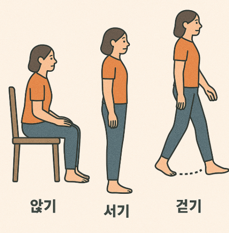 앉기, 서기, 걷기의 중요성