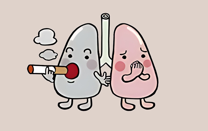 흡연으로-고통받는-폐의-모습