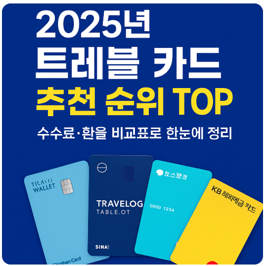 2025년 트레블 카드 추천 순위 TOP 7 ❘ 수수료·환율 비교표로 한눈에 정리