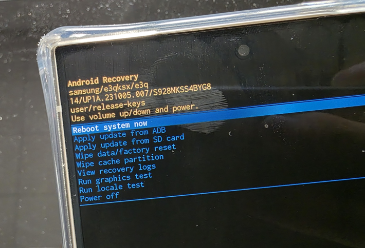 갤럭시 스마트폰 공장초기화 절차 Wipe data factory reset 화면