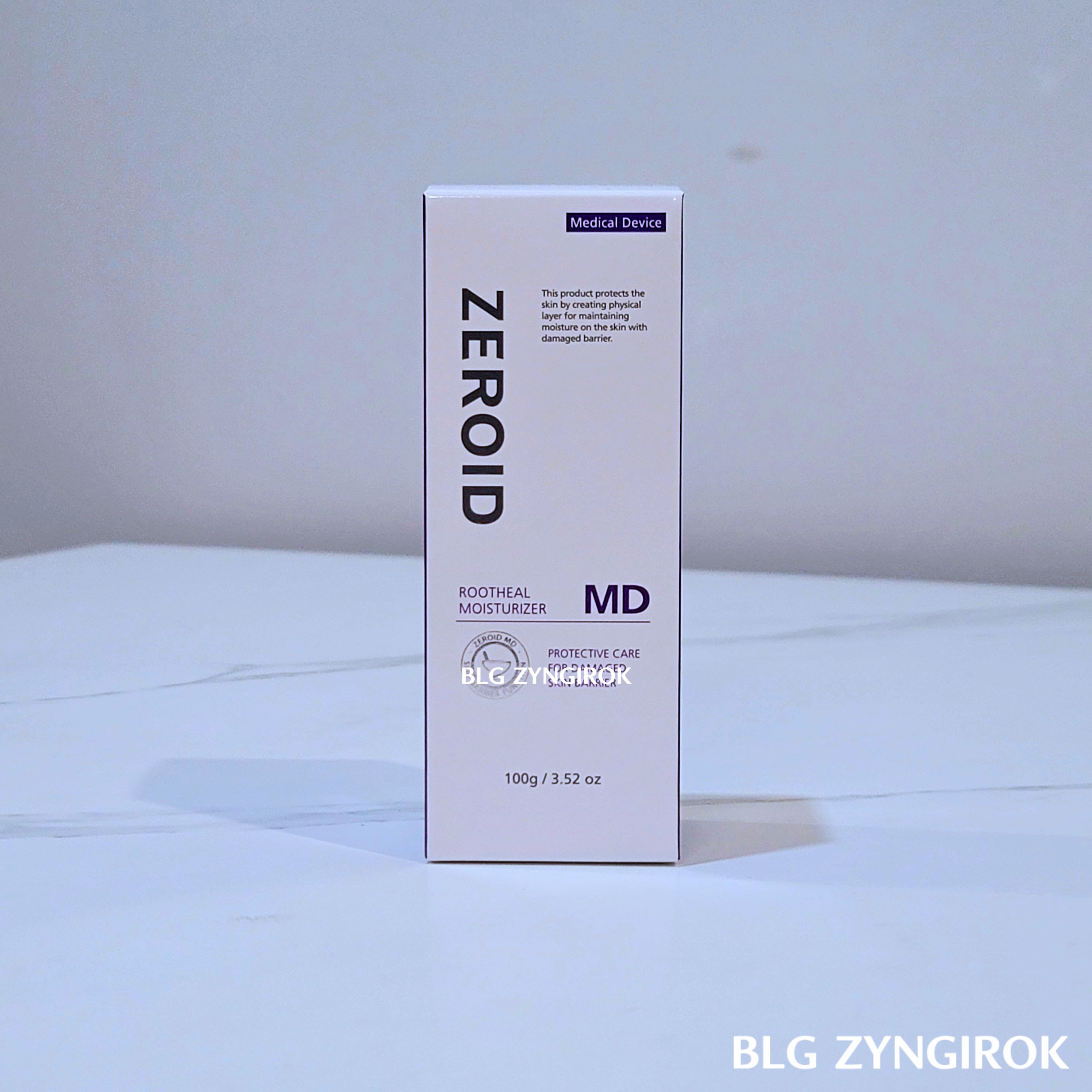 제로이드 루트힐 두피 보습제 - 상자가 테이블 위에 놓여있다.