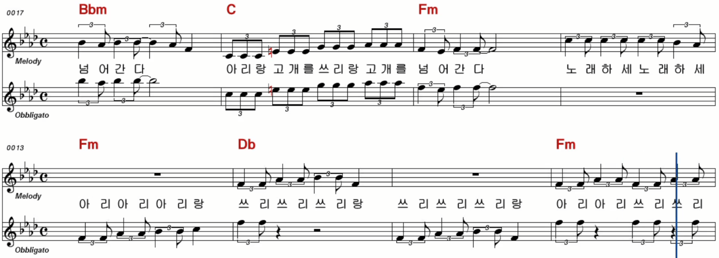 유지나 쓰리랑 악보