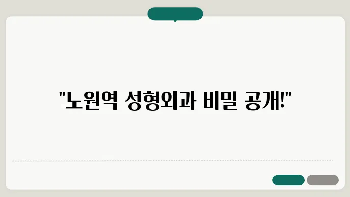 많은 후기를 통해 신뢰할 수 있는 성형외과를 찾으세요! (노원역 성형외과)
