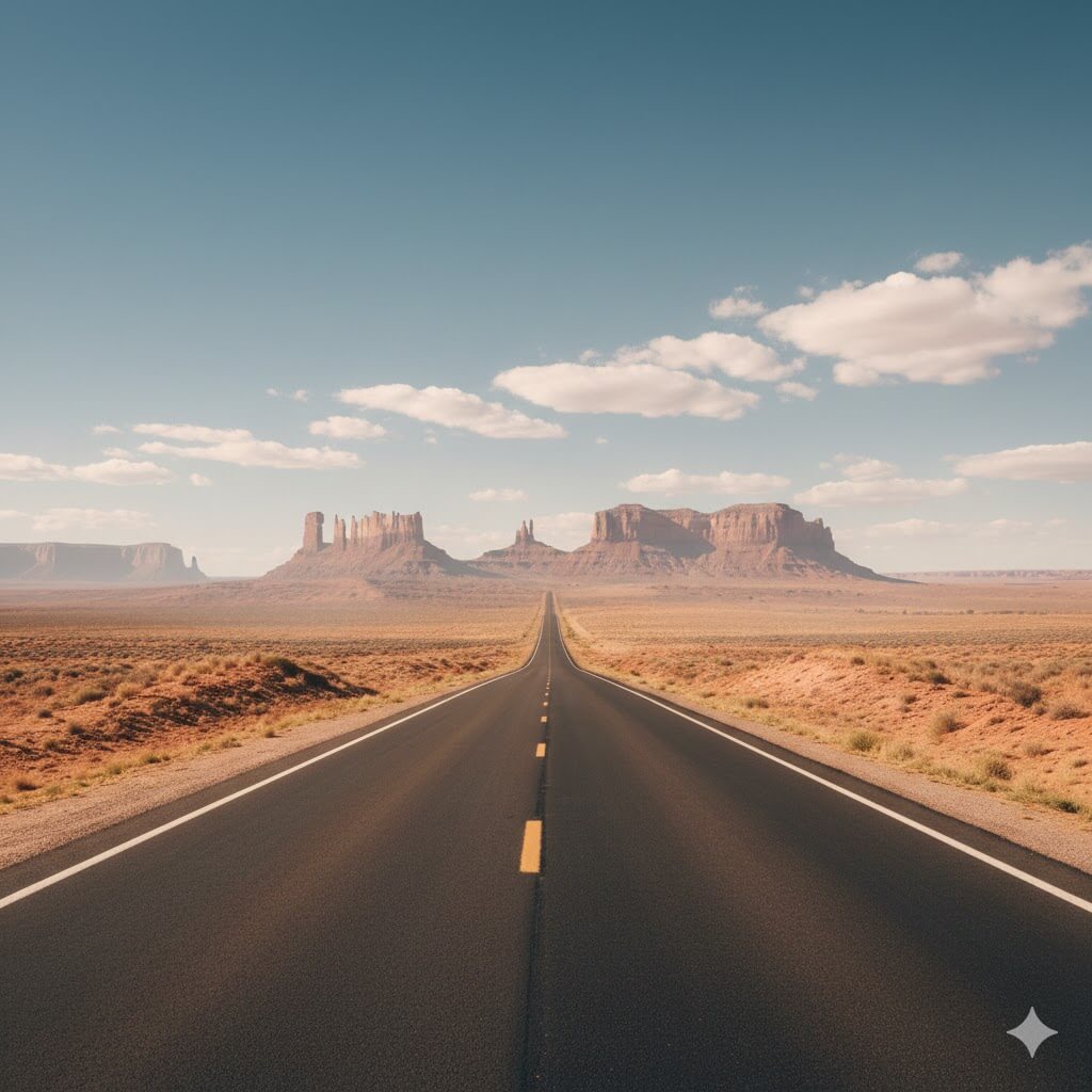 포레스트 검프가 달렸던 것 같은 도로 이미지