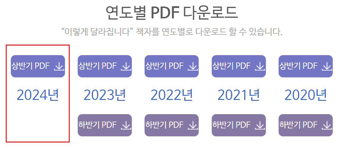 이렇게 달라집니다 책자 열람 및 다운로드 화면