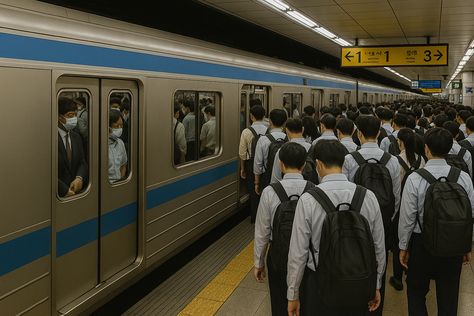 지하철타는 시민의 모습