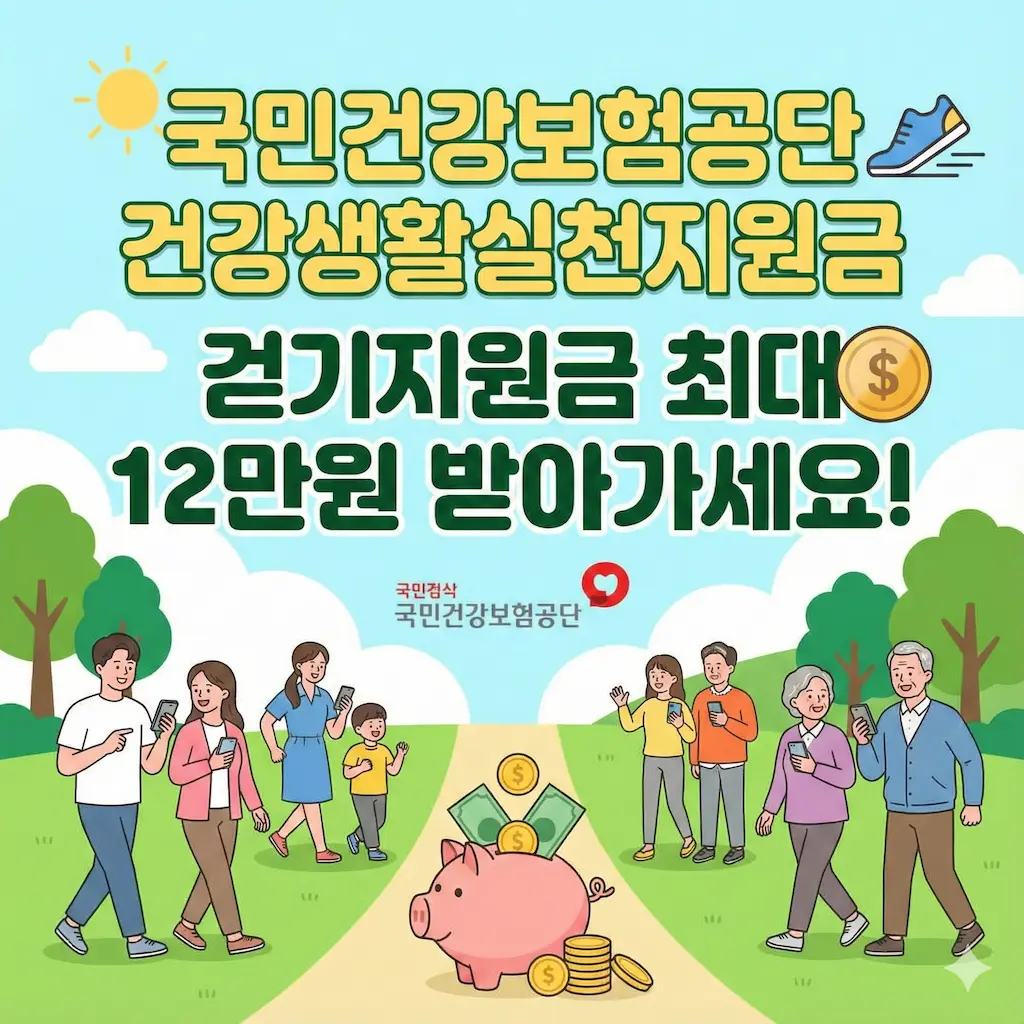 국민건강보험공단 건강생활실천지원금 걷기지원금 최대 12만원 받아가세요
