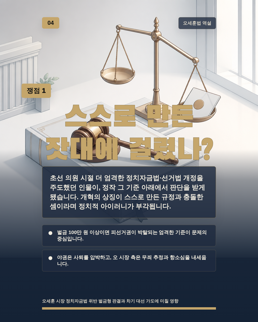스스로 만든 잣대에 걸렸나?
