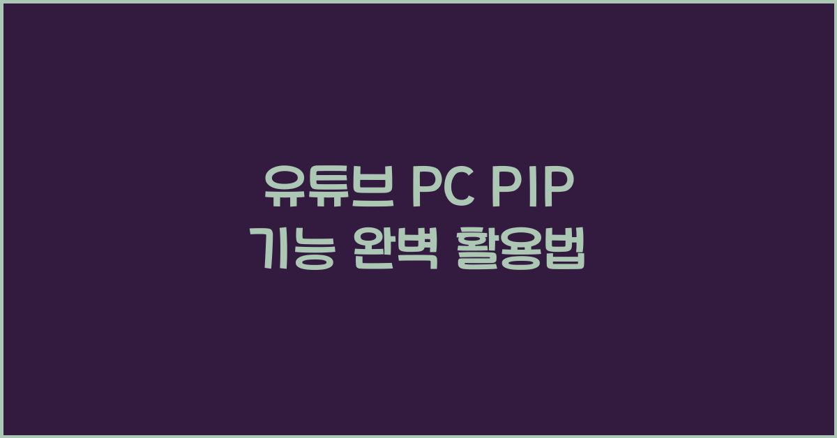 유튜브 pc pip