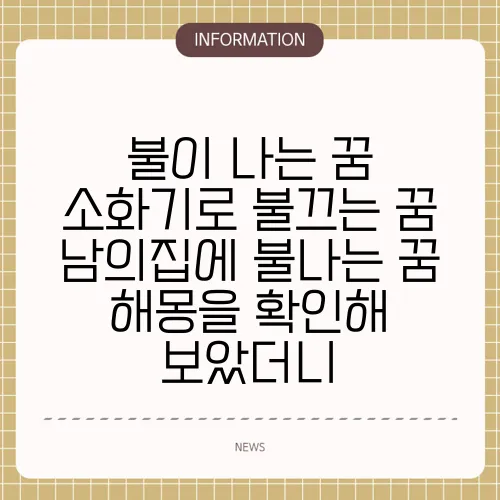 불이 나는 꿈 소화기로 불끄는 꿈 남의집에 불나는 꿈 해몽을 확인해 보았더니