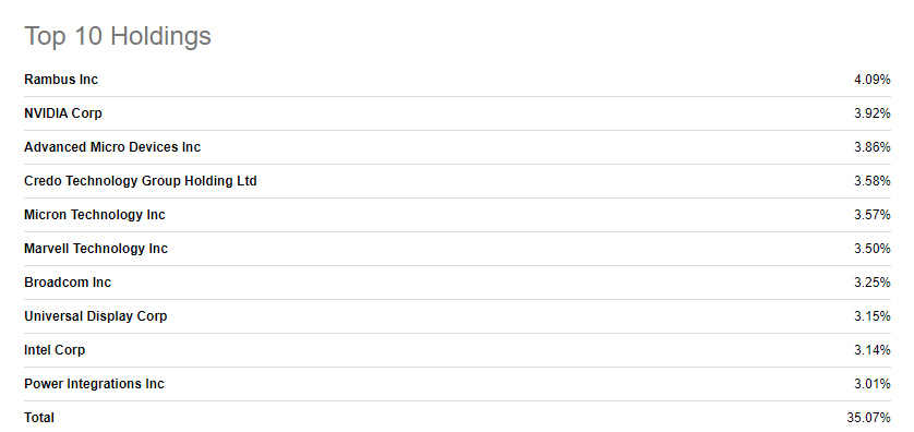 XSD ETF 편입종목 Top 10(출처: SeekingAlpha)