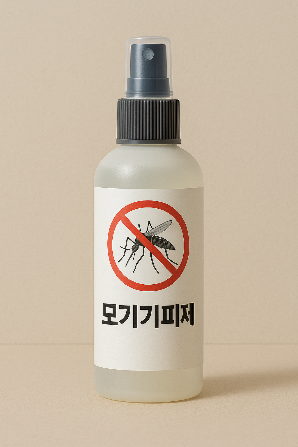 의약외품 모기기피제 스프레이 병 제품 이미지, 모기 금지 표시 라벨 부착