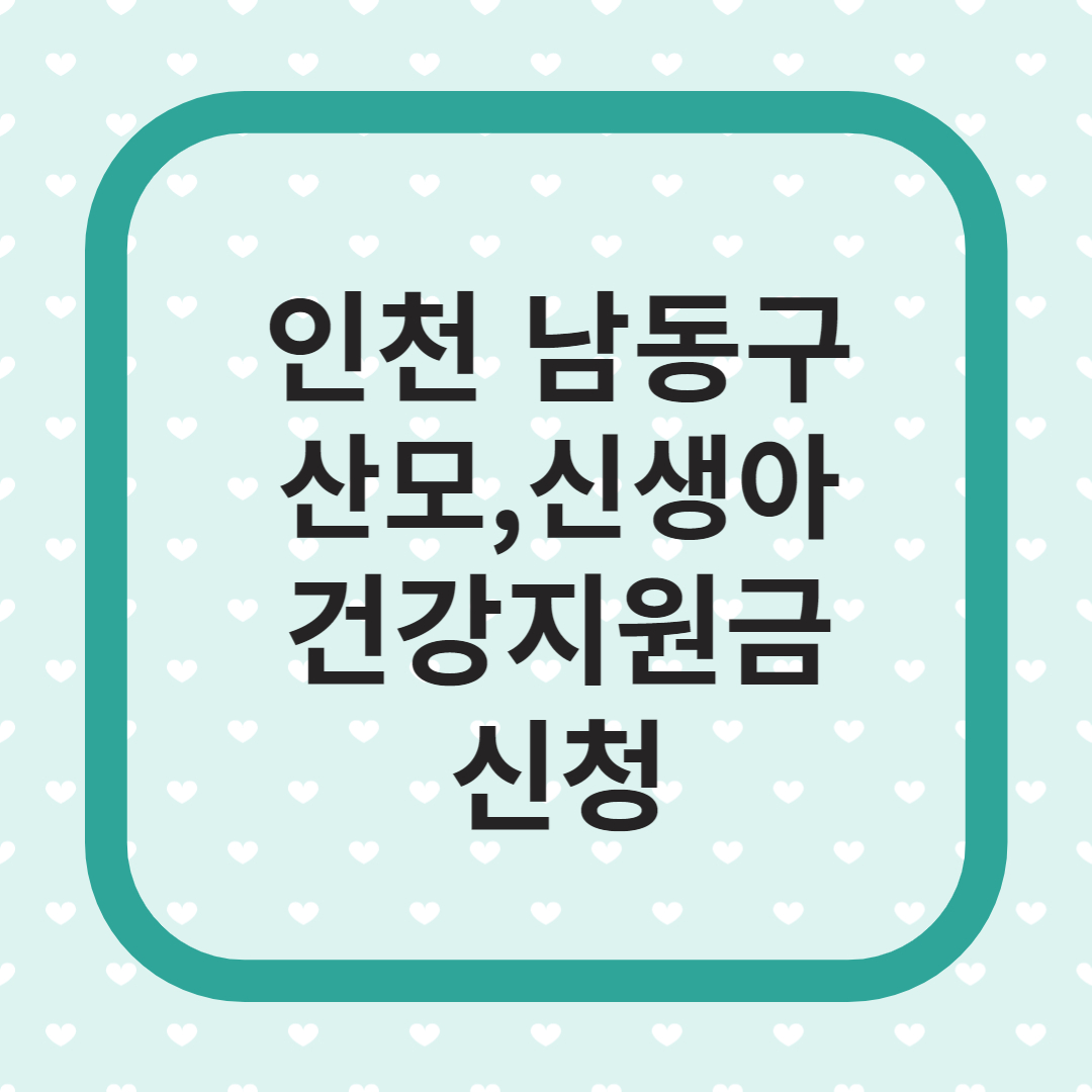 인천 남동구 산모 지원금