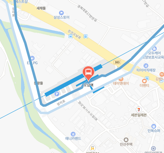 오남역에서 인천공항 리무진 공항버스(8844번) 지도 위치